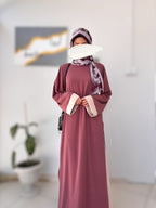 Zarif İkili Set Abaya – İthal Medine İpeği￼