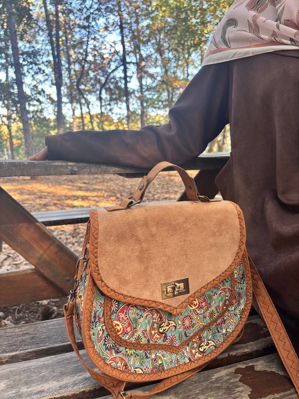 Desenli Süet Çanta 👜