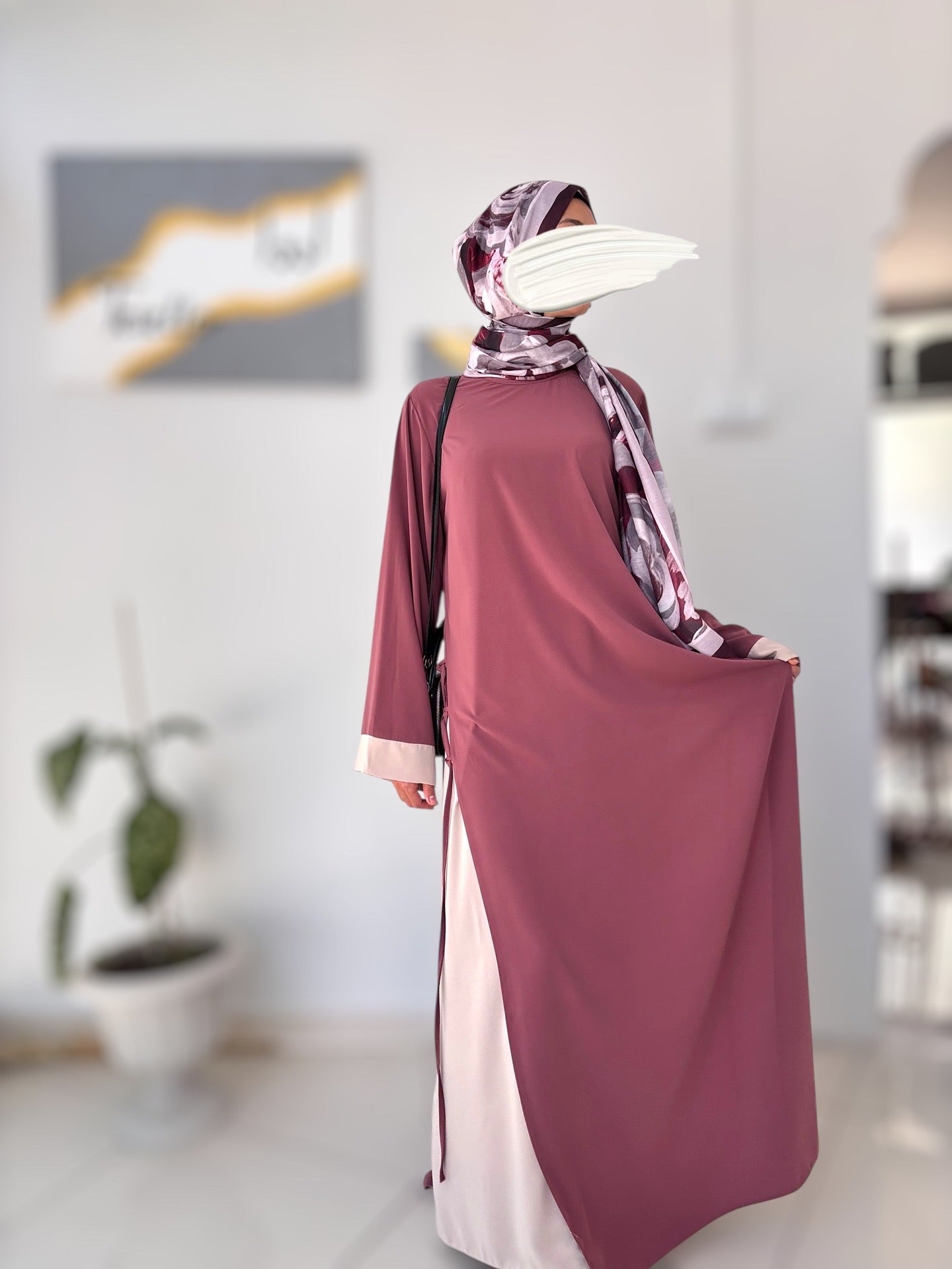 Zarif İkili Set Abaya – İthal Medine İpeği￼