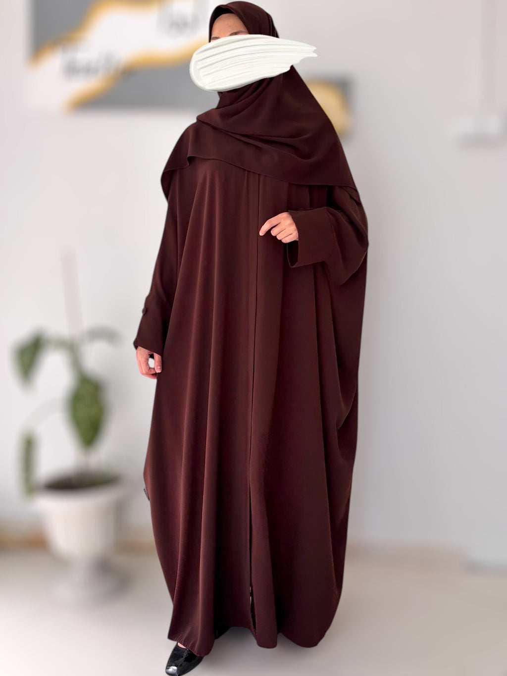 Pırlanta Ferace – Medine İpeği, Kapaklı Fermuar, Standart Beden