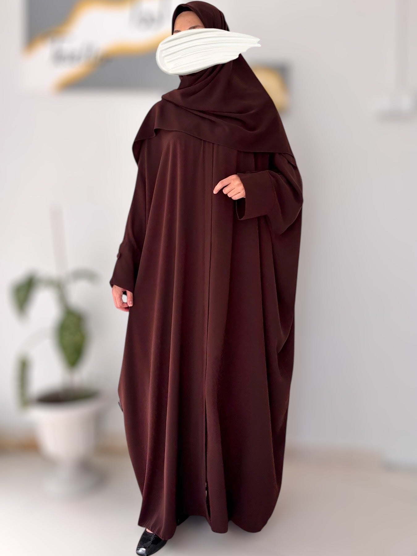 Pırlanta Ferace – Medine İpeği, Kapaklı Fermuar, Standart Beden