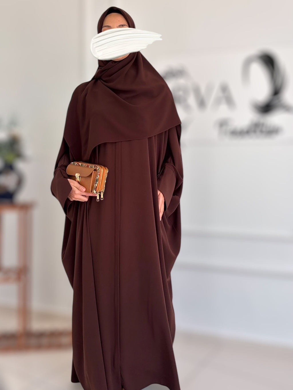 Pırlanta Ferace – Medine İpeği, Kapaklı Fermuar, Standart Beden